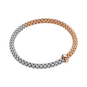 Weißgold, Armschmuck, FOPE Solo Flex'it Armband mit zweifarbigem Geflecht 01M06B2_BB_1_XRX_0XS