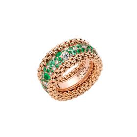 Roségold, Ringe, FOPE Bubble Ring mit Diamanten und Smaragden 71208AX_P6_R_XRX_140