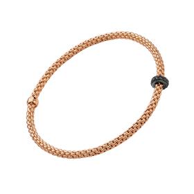 Roségold, Armschmuck, FOPE Prima Flex'it Armband mit schwarzen Diamanten 74508BX_BN_R_X1X_0XS