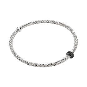 Weißgold, Armschmuck, FOPE Prima Flex’it Armband mit schwarzen Diamanten 74508BX_BN_B_X1X_0XS