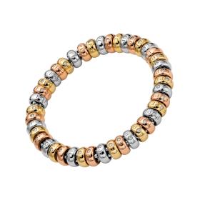 Weißgold, Armschmuck, FOPE Solo Flex'it Armband mit dreifarbigen Goldrondellen und Diamanten 64006BX_BB_B_XXX_0XS