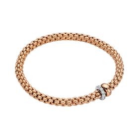 Weißgold, Armschmuck, FOPE Solo Flex'it Armband mit zwei Rondellen und Pavé-Fassung 62406BX_PB_R_BRX_0XS