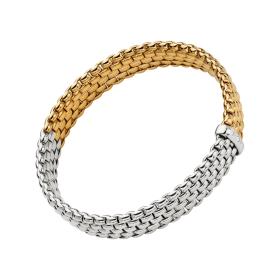 Weißgold, Armschmuck, FOPE Panorama Flex'it Armband mit zweifarbigem Geflecht 01M04B2_BB_2_XBX_0XS