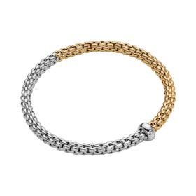 Weißgold, Armschmuck, FOPE Solo Flex'it Armband mit zweifarbigem Geflecht 01M06B2_BB_2_XBX_0XS