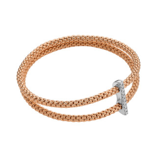 Roségold, Armschmuck, FOPE Prima doppeltes Mesh-Armband mit Diamantpavé, Ref: 74008BX_BB_R_XBX_0XS