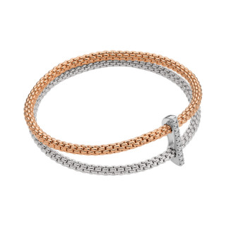 Roségold &amp;amp; Weißgold, Armschmuck, FOPE Prima doppeltes Mesh-Armband mit Diamantpavé, Ref: 74008BX_BB_1_XBX_0XS