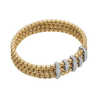 Gelbgold, Armschmuck, FOPE Eka Flex'it Armband mit Diamantpavé, Ref: 75601BX_PB_G_XBX_0XS