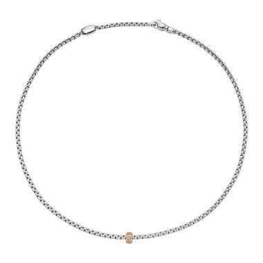 Halsschmuck, Weißgold, FOPE Eka Halskette mit Diamanten in Rautenfassung
