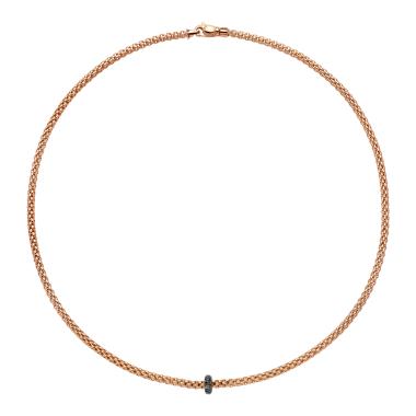 Halsschmuck, Roségold, FOPE Prima Halskette mit schwarzen Diamanten