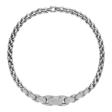 Halsschmuck, Weißgold, FOPE Super Eka Halskette mit Pavé-Diamanten