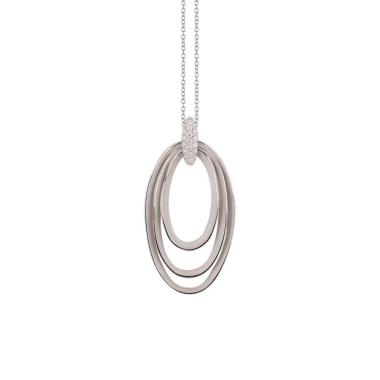 Halsschmuck, Weißgold, Annamaria Cammilli Dune Chic Pavé Anhänger mit Halskette
