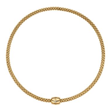 Halsschmuck, Gelbgold, FOPE Solo Flex'it Halskette mit dekorativem Verschluss