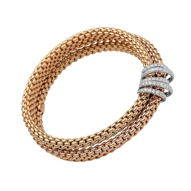 Armschmuck, Weißgold, FOPE Solo Flex'it Armband mit Pavébesatz