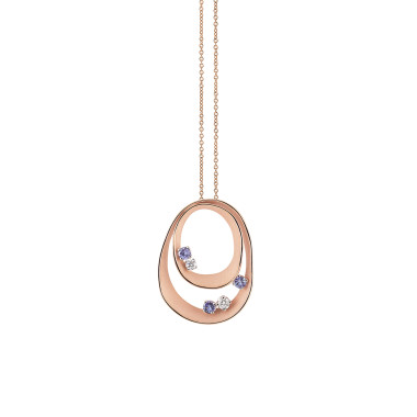 Halsschmuck, Weißgold, Cammilli Dune Color Anhänger mit Halskette