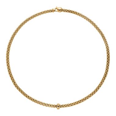 Halsschmuck, Gelbgold, FOPE Solo Halskette mit schwarzen Diamanten