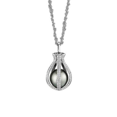 Halsschmuck, Weißgold, Gellner WAVE Collier mit Einhänger