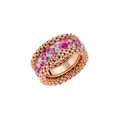 Ringe, Roségold, FOPE Bubble Ring mit Diamanten und rosa Saphiren