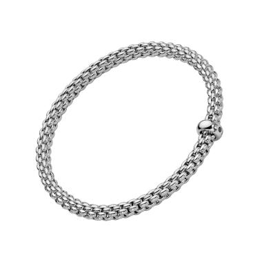 Armschmuck, Weißgold, FOPE Solo Flex'it Armband mit schwarzen Brillanten