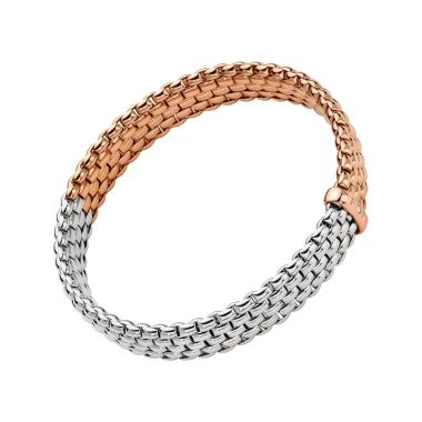 Armschmuck, Weißgold, FOPE Panorama Flex'it Armband mit zweifarbigem Geflecht
