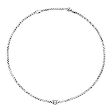 Halsschmuck, Weißgold, FOPE Eka Halskette mit Diamanten in Rautenfassung