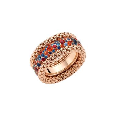 Ringe, Roségold, FOPE Bubble Ring mit mehrfarbigen Saphiren