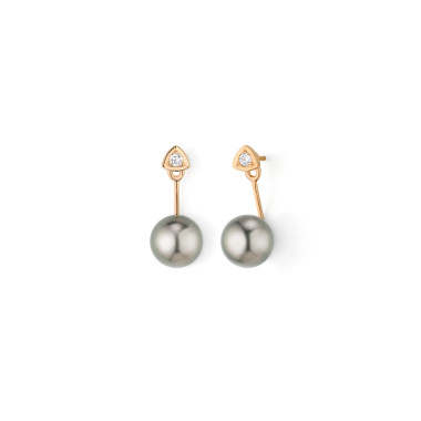         Roségold, Ohrringe, Gellner Wave Ohrstecker mit Einhänger