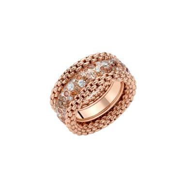 Ringe, Roségold, FOPE Bubble Ring mit weissen und braunen Diamanten