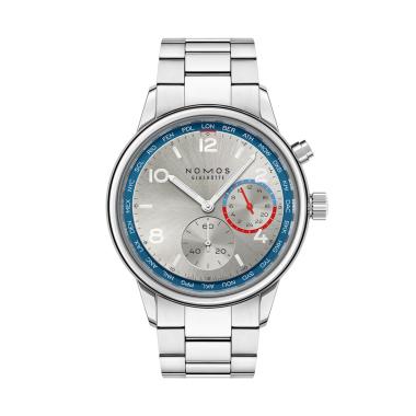 Unisex, Automatik, NOMOS Glashütte Club Sport Neomatik Weltzeit silber