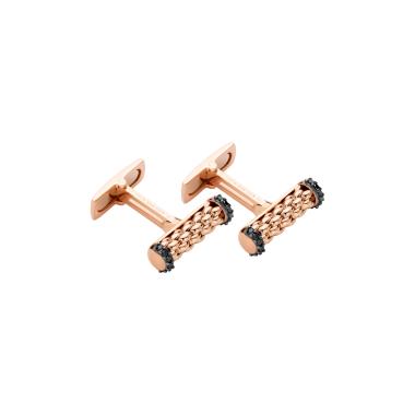 Armschmuck, Roségold, FOPE Solo Manschettenknöpfe mit schwarzen Diamanten