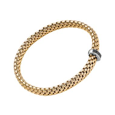 Armschmuck, Weißgold, FOPE Vendôme Flex'it Armband mit schwarzen Diamanten