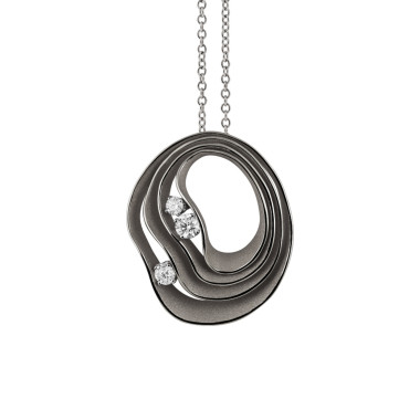 Halsschmuck, Weißgold, Cammilli Dune Precious Anhänger mit Halskette