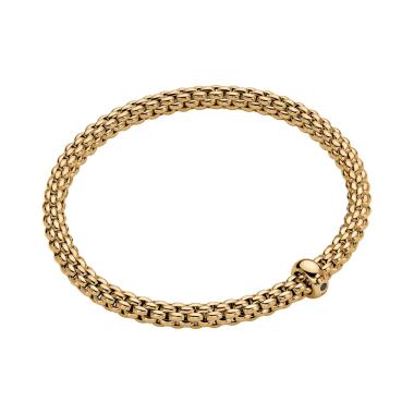 Armschmuck, Gelbgold, FOPE Solo Flex'it Armband mit schwarzen Brillanten