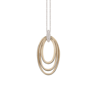 Halsschmuck, Weißgold, Cammilli Dune Chic Pavé Anhänger mit Halskette