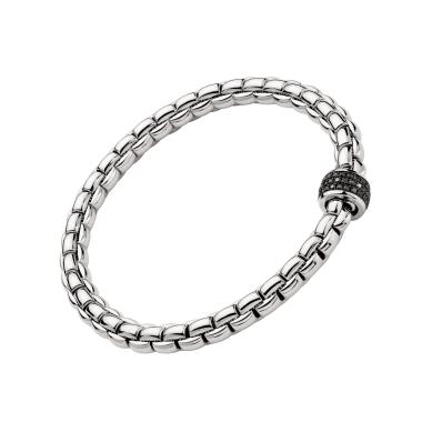 Armschmuck, Weißgold, FOPE Eka Flex'it Armband mit schwarzen Diamanten
