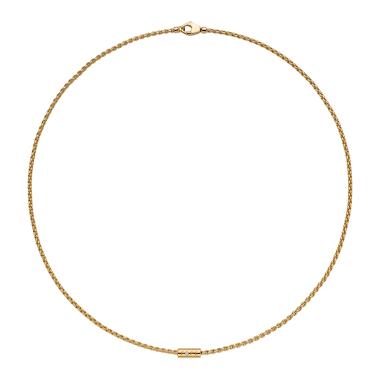 Halsschmuck, Gelbgold, FOPE Aria Halskette mit einem weißen Brillanten