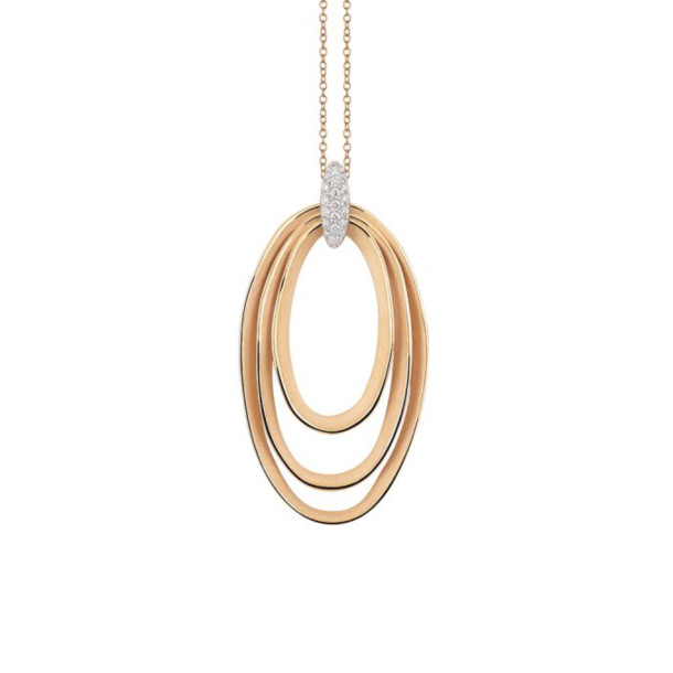         Roségold, Halsschmuck, Cammilli Dune Chic Pavé Anhänger mit Halskette