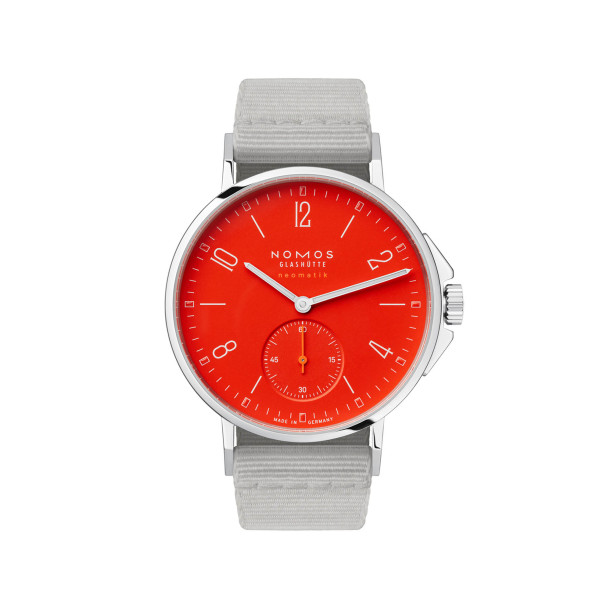         Damen- und Herrenuhr, Automatik, NOMOS Glashütte Ahoi neomatik signalrot