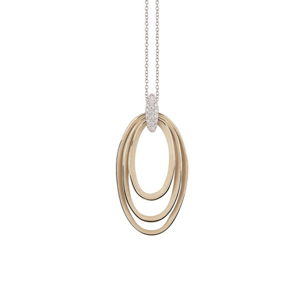         Roségold, Halsschmuck, Cammilli Dune Chic Pavé Anhänger mit Halskette