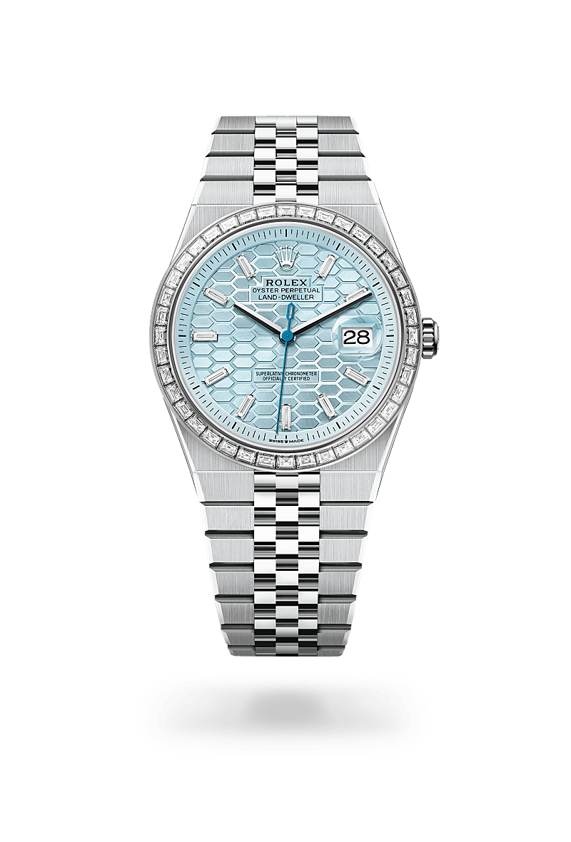 Rolex Land-Dweller 40 Herrenuhr (M127386TBR-0001) Oyster, 40 mm, Platin mit Diamanten